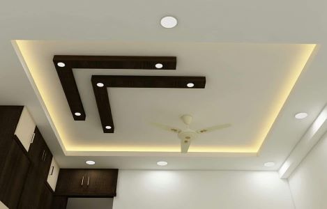 ColourDrive-Gyproc L Shape Ceiling Design Home Office False Ceiling Design & Painting for Study Room
